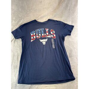 Chicago Bulls Fanatics T-Shirt Large American Flag Logo Navy Cotton